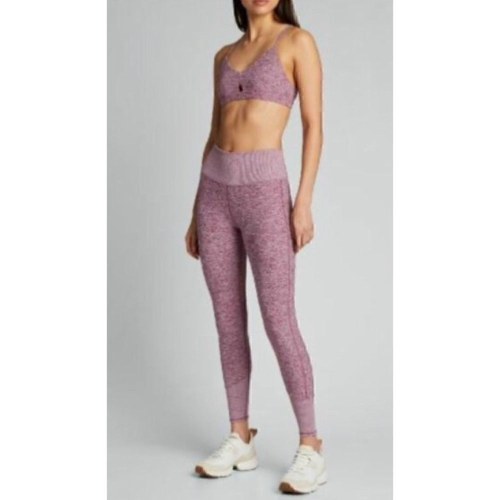 Alo Yoga High Waist Lounge Crop Leggings Gym Pink Heather Size S